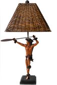 KIM TAYLOR REESE  HO'E WA'A CANOE PADDLER HULA LAMP Tropical Hawaiian Hula Dancer Table Light