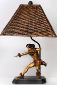 KIM TAYLOR REESE Kahiko Kane HULA Dancer LAMP. Tropical Hawaiian Hula Table Light