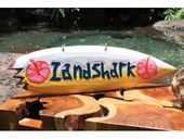 LANDSHARK Shark Bite Surfboard Surf Sign. Tropical Welcome Sign. Hawaiian Gifts with Aloha...