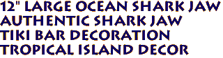 12" Large Ocean Shark Jaw
Authentic Shark Jaw
Tiki Bar Decoration
Tropical Island Decor
