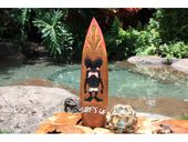 Large 20" SURF'S UP Surf Board Tiki Bar Sign. Hawaiian Style Luau Decor. Gifts with Aloha...