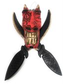Pirate Cross Knife Devil Head with Skull Sign -15"  Crossbones Design - Tiki Bar Decor