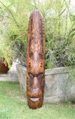 Large 40" Fijian Tiki Mask with TURTLE and GECKO. TIKI GOD of the OCEAN Polynesian Decor. Oceanic Art