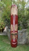 Large 40" Fijian Tiki Mask with TURTLE. TIKI GOD of the OCEAN Polynesian Decor. Oceanic Art
