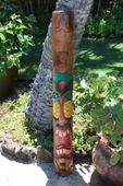 LARGE 50" Hawaiian HOSPITALITY Pineapple TIKI MASK / TOTEM.  Exotic Tiki Decoration