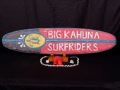 Large BIG KAHUNA SURFRIDERS Roxy Tiki Art Sign.  Island Style Beach Decor
