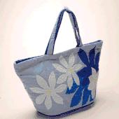 Large Blue Tiare Hawaiian Style Quilted Hand Bag. Great Gift!