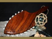 19" Large Hawaiian Solid Koa Wood Shark tooth Club. Traditional Polynesian War Club Weapon