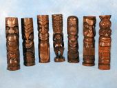 LARGE Set of 5 Hawaiian Tiki Statues. Each 12" Tall.  Hawaiian Gifts With Aloha...