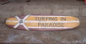 Large SURFING IN PARADISER Roxy Tiki Art Surf Sign. Island Style Beach Decor