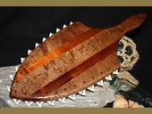 21" Hawaiian Koa Lei O Mano Club with 22 Shark Teeth. Classic Polynesian War Weapon
