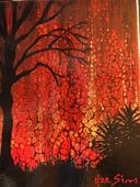 Lava Fountains II -  Hawaiian Lava Art  Original Acrylic Painting  - 8" x 10"