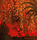 Lava Garden I Hawaiian Lava Art  Original Acrylic Painting   6" x 6"   Made in Hawaii - SOLD