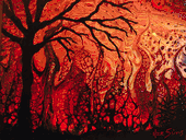 Lava Garden  II  - Hawaiian Lava Art Original Acrylic Painting - 8" x 10" - Made in Hawaii