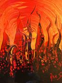 Lava Skies I Hawaii Volcano Eruption Art  - Original acrylic painting  - Painted in Hawaii
