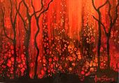 "Lava Slow Dance"  Hawaii Kilauea Volcano Eruption  Original Lava Art -    8" x 10"  - Acrylic Painting - SOLD