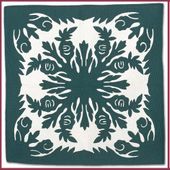 LOKELANI Classic Quilted Wall Hanging. Hand Made Traditional Hawaiian Quilt. Tropical Island Wall Decor