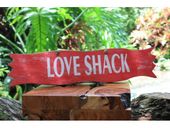 "Love Shack" Red Tiki Bar Sign  Tropical Home Decor  Gifts with Aloha...