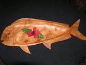 Mahi Mahi Monkey Pod Wood TRAY. Hawaiian Fish design serving platter. Island Style Dish 