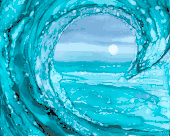 Moonlight Wave  8" x 10"  Print on Metallic Paper   by Hawaii Artist Ilze Sims