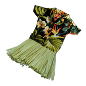 Tropical Aloha Shirt Wine Bottle Outfit. Hawaiian tiki bar accents. Exotic Wine accessories