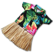 Pua Pineapple Leaves Aloha Shirt Wine Bottle Outfit. Hawaiian tiki bar accents. Exotic Wine accessories