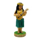 NAMELE HAWAIIAN Hula Girl with ukulele. Dancing Bobble Head Shaker. Classic Dashboard Doll. Exotic Bobble Nodder