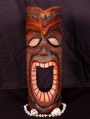 NEW!!  20" Tahitian Tiki Mask. Polynesian Carving. Tropical  Wall Decor. Oceanic Art (513250)