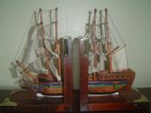 NEW! Classic Nautical Bookends with  Traditional Sailing Ships. Beautiful!! Complete with sails and rope work. Only one set left...