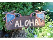 NEW!!  Hawaiian Aloha  Welcome Sign with Turtles.  Island InspiredTropical Decor. Hawaiian Gifts with Aloha...