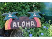 NEW!!  Vintage ALOHA Tiki Bar Sign with Palm Trees. Hawaiian Gifts with Aloha...