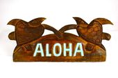 NEW!! Vintage ALOHA Tiki Bar Sign with Turtles. Welcome Wood Sign.