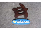 NEW!! WELCOME Tiki Bar Sign with Plumeria Flower and Turtle. Hawaiian Gifts with Aloha...