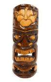 12" FOREVER LOVE Hibiscus Flower Chief Tiki Mask  - Tiki Hand Carved Wood