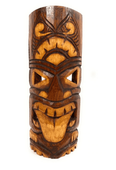 12" WARRIOR Tiki Mask  - Hand Carved Wood - Antique Finish