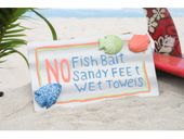 NO FISH BAIT, SANDY FEET, WET TOWELS Beach Welcome Sign - Weathered Nautical Sign - Coastal / Beach Decor - Tiki Decorations - Gifts with Aloha...