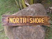 NORTH SHORE Driftwood Sign. Hawaiian Tiki Bar Surfing Sign. Surf Theme  Hawaiian Luau Decor