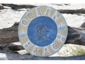 "OCEAN - BEACH" - Nautical / Coastal Surf Decor.  Carved and Painted Wooden Plaque