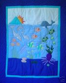 Ocean Friends HAWAIIAN BABY QUILT, Infant  bedding, Wall Hanging, Nursery Decor