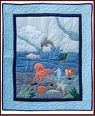Ocean Friends HAWAIIAN BABY QUILT, Tropical Nursery Decor. Gifts with Aloha...