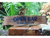 OPEN BAR TOMORROW Tiki Bar Sign.  Hawaiian Style Luau Decor.  Gifts with Aloha...