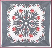 ORCHID Hand Quilted Bedspread. Hand Stiched Hawaiian Quilt. Tropical Bedroom Decor