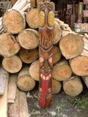 50"  Hawaiian Hospitality Welcome  Tiki Mask with Pineapples and Red Tongue. Tropical Decorations.