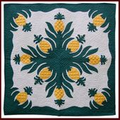 PINEAPPLE Classic Quilted Wall Hanging. Hand Made Traditional Hawaiian Quilt. Tropical Island Wall Decor