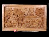 POLYNESIAN LIFESTYLE" - ISLAND TREASURE Premium Acacia Koa Wood. Hand Carved Wooden Relief Wall Decor. Hawaiian Surfing Theme Art