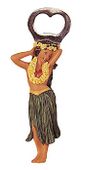 Posing Hula Girl Bottle Opener. Hawaiian tiki bar accents. Exotic Tiki Bar accessories. Tropical Table ware
