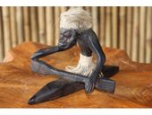 Primitive Tiki Dude Kayaking. Hawaiian Statue. Hawaiian Gifts