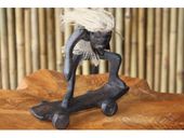 Primitive Tiki Dude on Skateboard. Hawaiiana Statue. Hawaiian Gifts