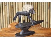 Primitive Tiki Dude Surfing:-  JAWS, BOTTOM TURN. Hawaiiana Stick Figure. Surf Art. Hawaiian Gifts 