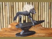 PrimitiveTiki Dude on Longboard Carving. Hawaiiana Statue. Hawaiian Gifts